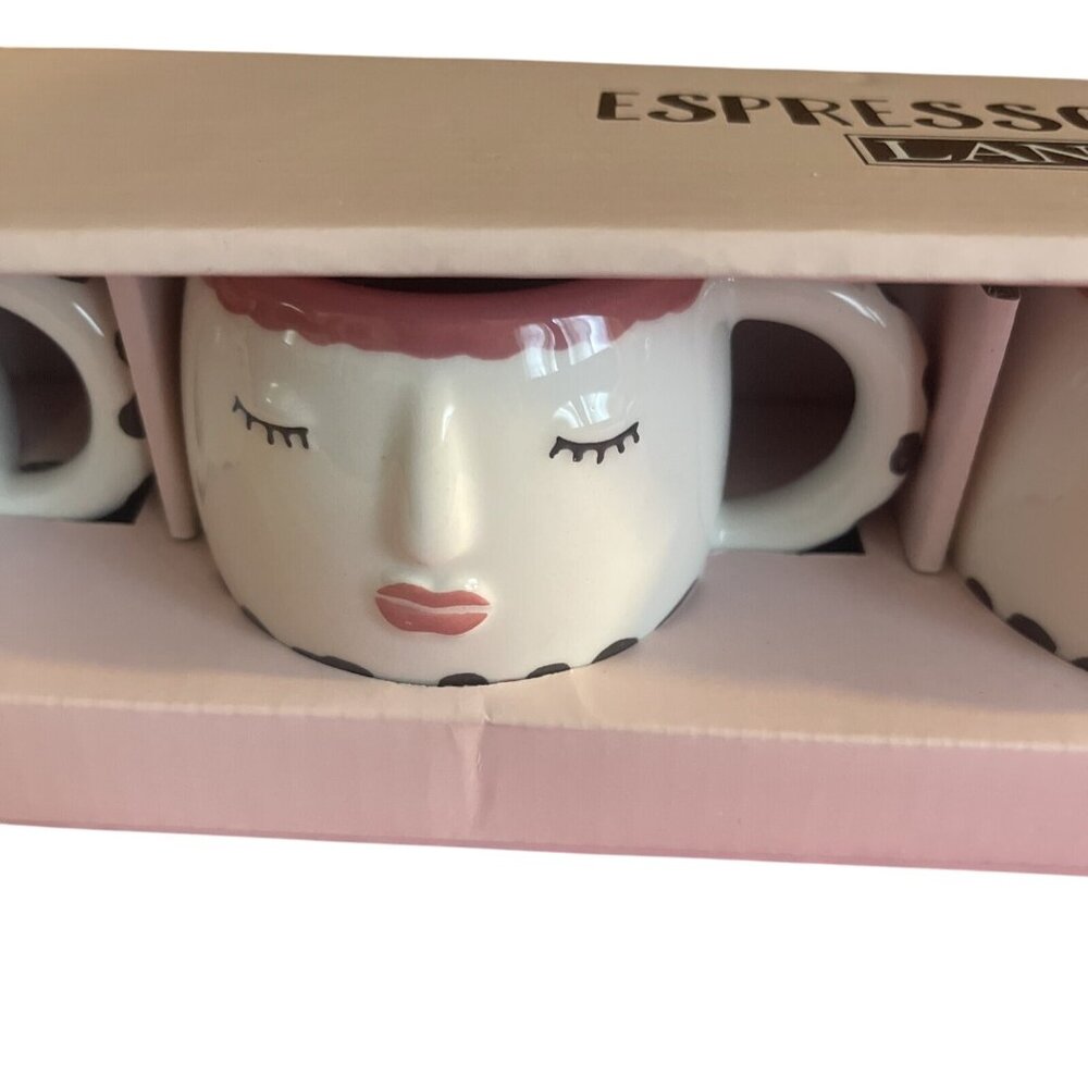Lang Espresso Set of 4 Woman's Face New Hand Painted Ladies Face Coffee Cup Mug - Picture 9 of 16